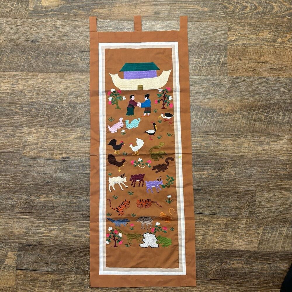 Handcrafted Mixed Media Wall Hanging with Animal Motifs - Brown